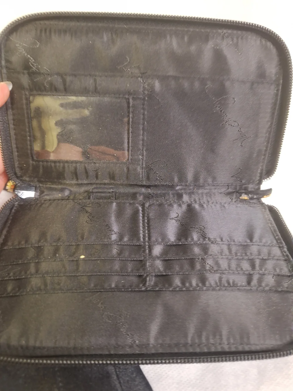 Vera Bradley Black With Gold Billfold. 7.5
